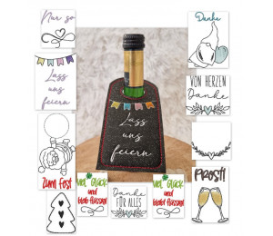 2€ ZUSATZTÜRCHEN 3. Dezember - Stickserie - 12 ITH Flaschenanhänger Vol. 3